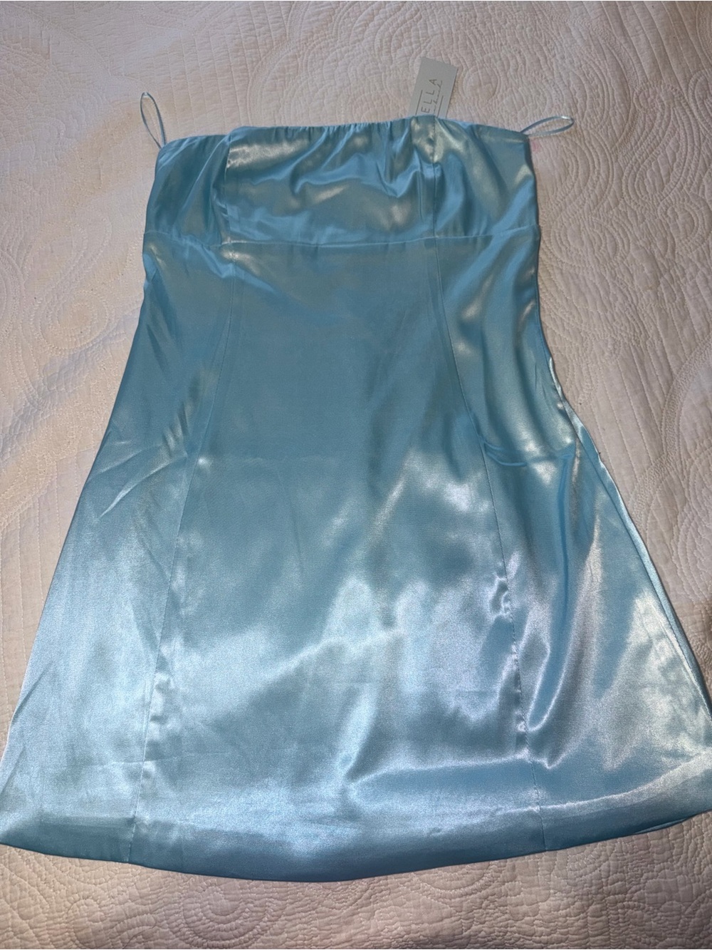 Stella Laguna Beach Light Blue Satin Strapless Slip Dress